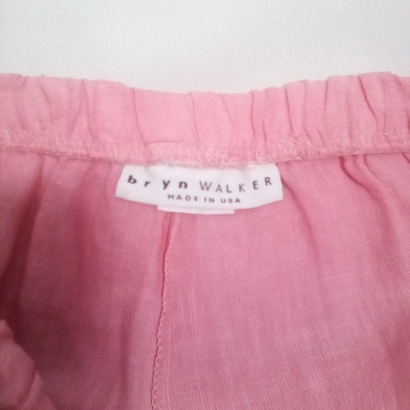 Bryn Walker Women's Soft Pink High Waist Pullon Linen Trousers Size Large - Picture 2 of 8